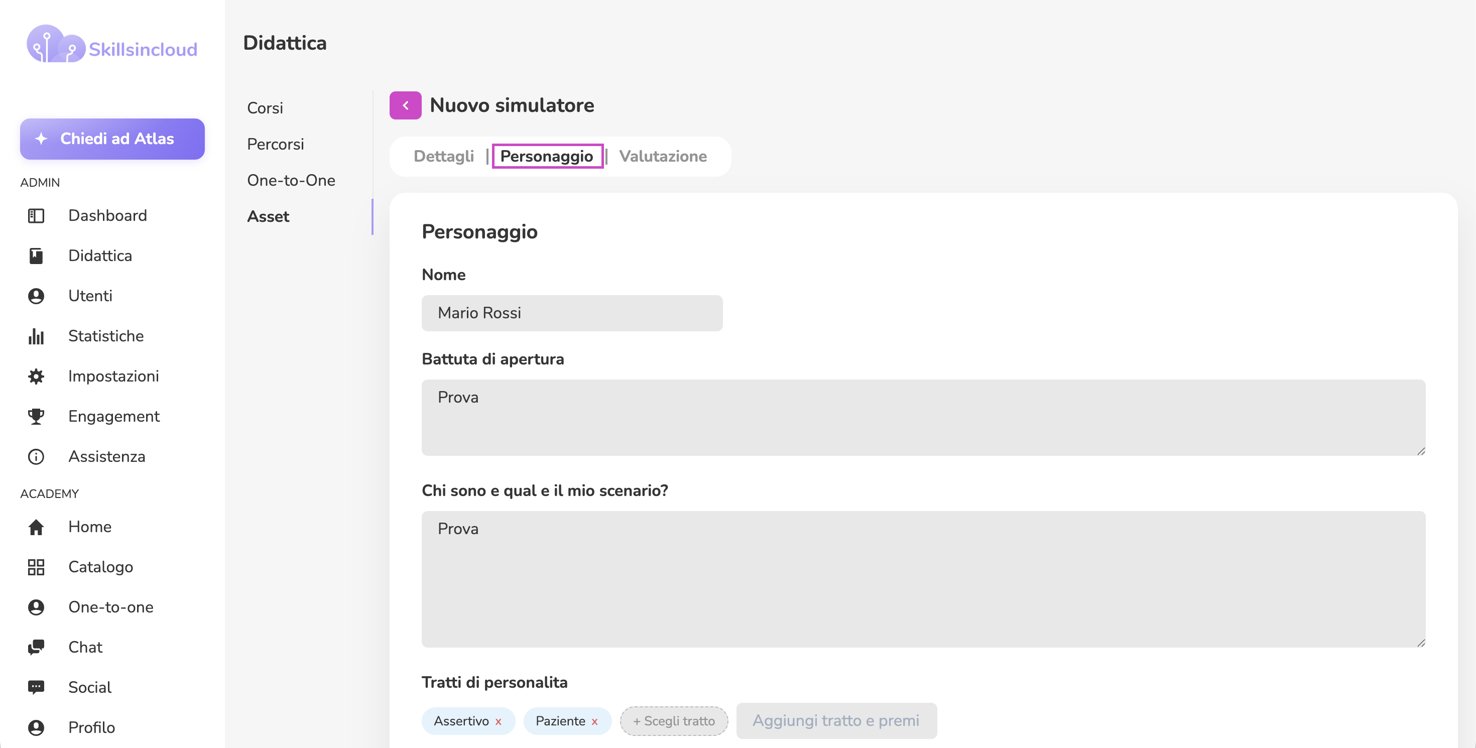 Definizione del personaggio AI del Roleplay