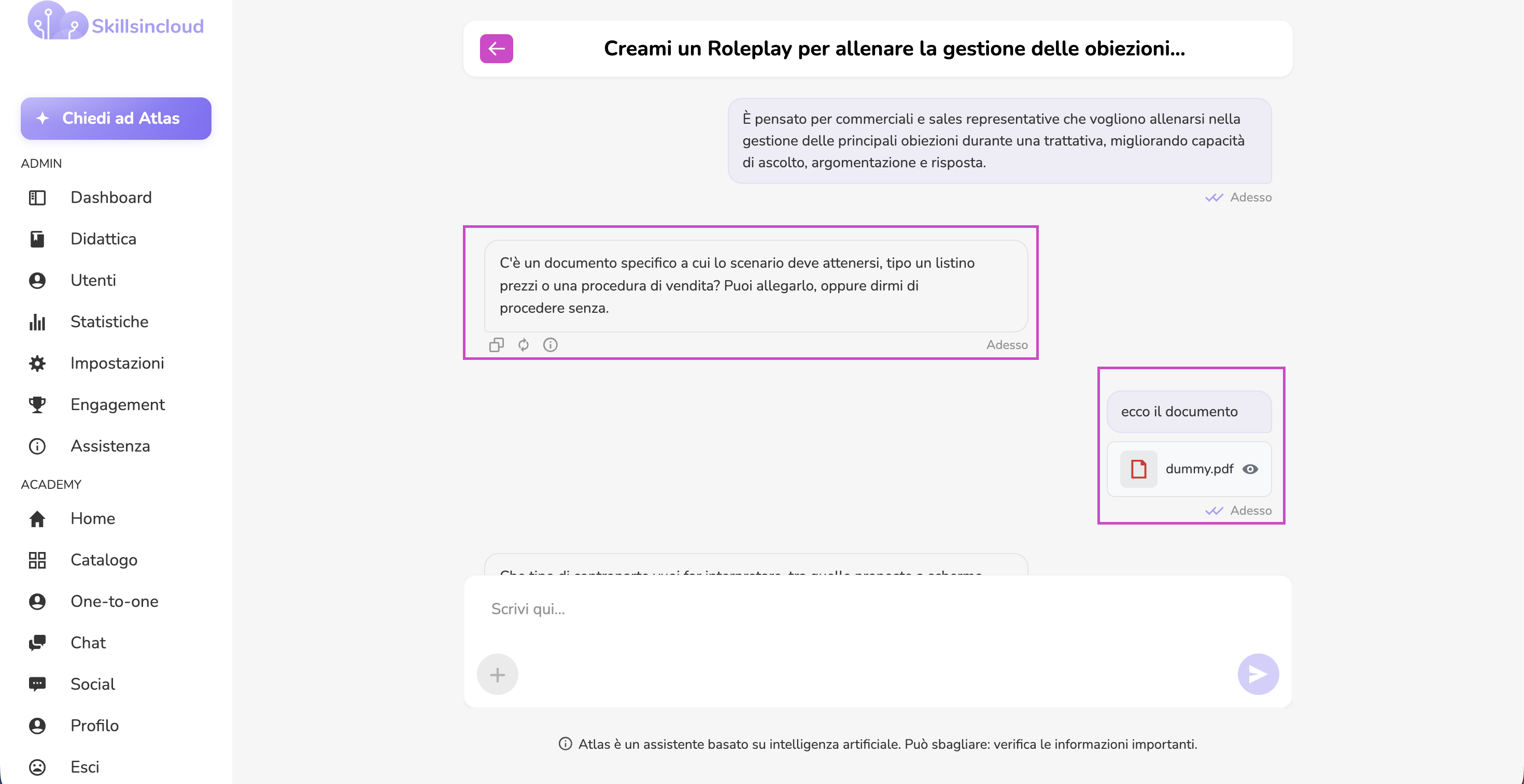 llegato di materiale di partenza al brief del Roleplay