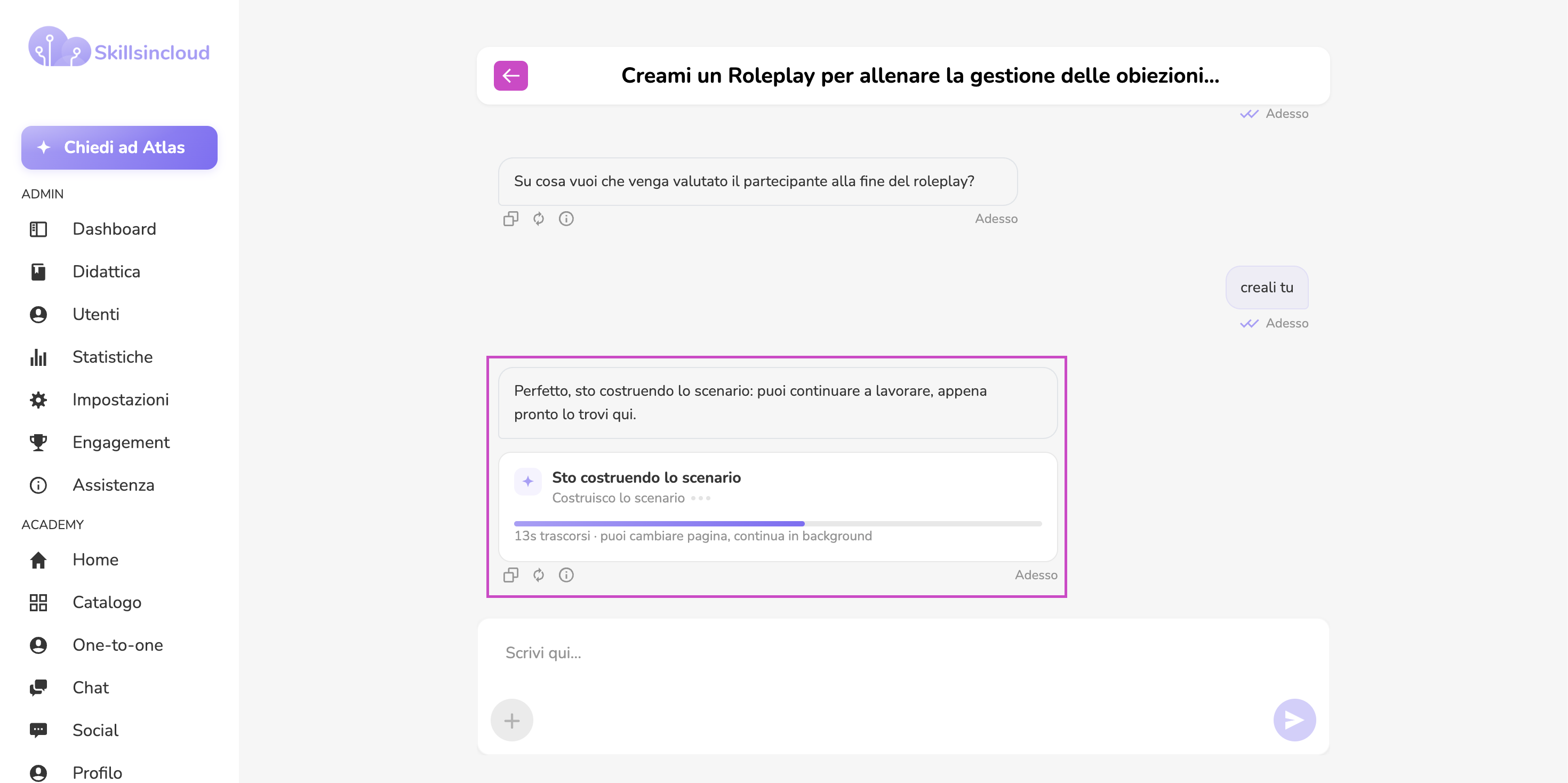 raccia dal vivo della generazione dello scenario Roleplay
